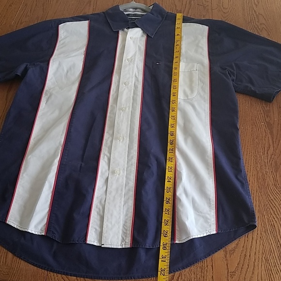 TOMMY Hilfiger LG button shirt flag striped colors - Picture 5 of 7
